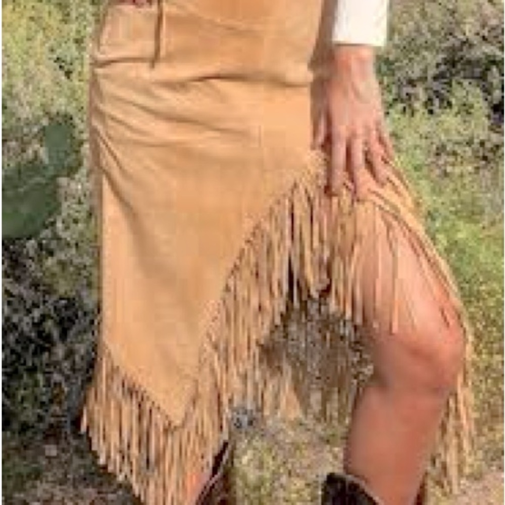 SUEDE FRINGE SKIRT VINTAGE LEW MAGRAM